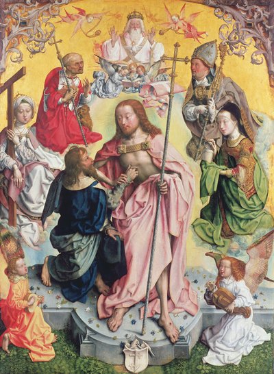 Central panel from the St. Thomas Altarpiece, Christ and Saint Thomas surrounded by St. Helena, Mary Magdalena, St. Jerome and St. Ambrose by Master of St. Bartholemew